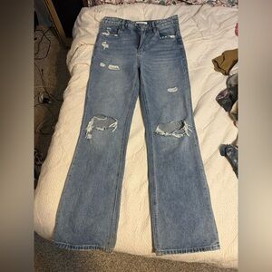 Flying Monkey Light Blue Distressed Flare Jeans